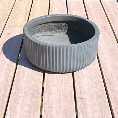 Luxury Designer Home Concrete Ribbed Planter - Grey, 24x24x10cm