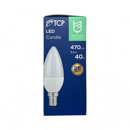 TCP - Candle Light Bulb - 5.1W SES/E14 LED Non-Dimmable - Warm White 4-pk