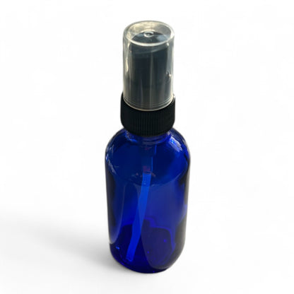 Vivaplex - Blue 60ml Glass Bottles With Black Fine Mist Sprayers - 12 Pack