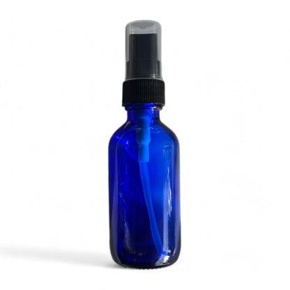 Vivaplex - Blue 60ml Glass Bottles With Black Fine Mist Sprayers - 12 Pack