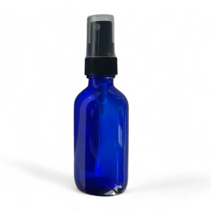 Vivaplex - Blue 60ml Glass Bottles With Black Fine Mist Sprayers - 12 Pack