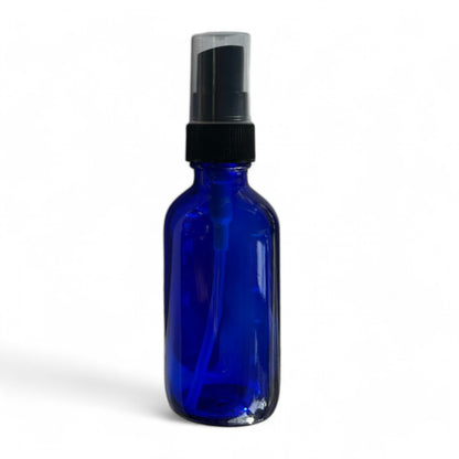 Vivaplex - Blue 60ml Glass Bottles With Black Fine Mist Sprayers - 12 Pack