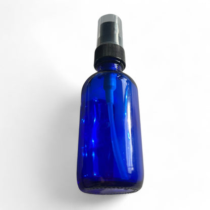 Vivaplex - Blue 60ml Glass Bottles With Black Fine Mist Sprayers - 12 Pack