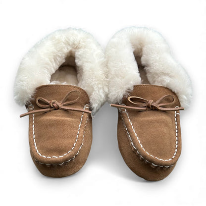 Just Sheepskin Francesca Sheepskin Moccasin Slippers in Chestnut Brown - Size UK 4 / EUR 37