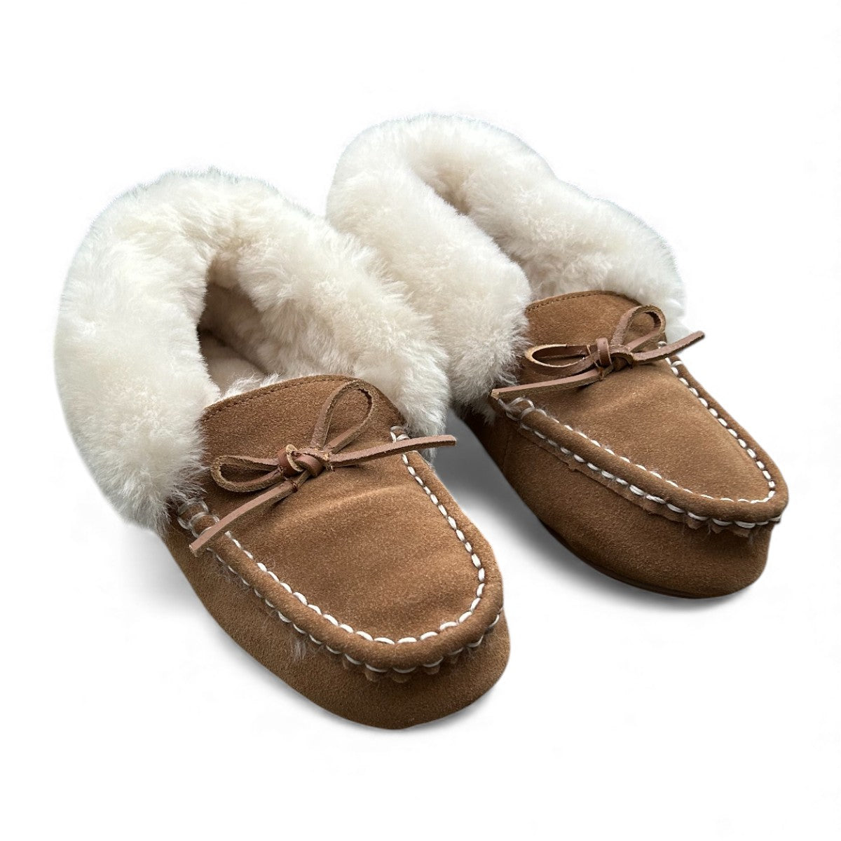 Just Sheepskin Francesca Sheepskin Moccasin Slippers in Chestnut Brown - Size UK 4 / EUR 37