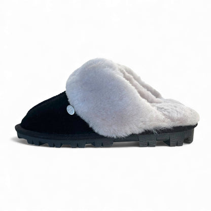 Size 3/4 Only - Just Sheepskin - Alice Suede Mule Slippers - Black