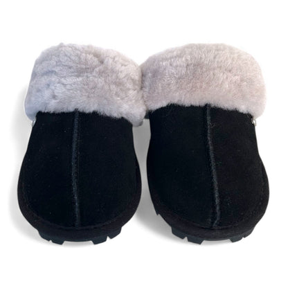 Size 3/4 Only - Just Sheepskin - Alice Suede Mule Slippers - Black