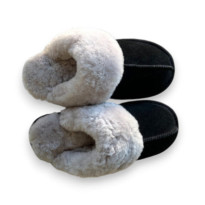 Size 3/4 Only - Just Sheepskin - Alice Suede Mule Slippers - Black