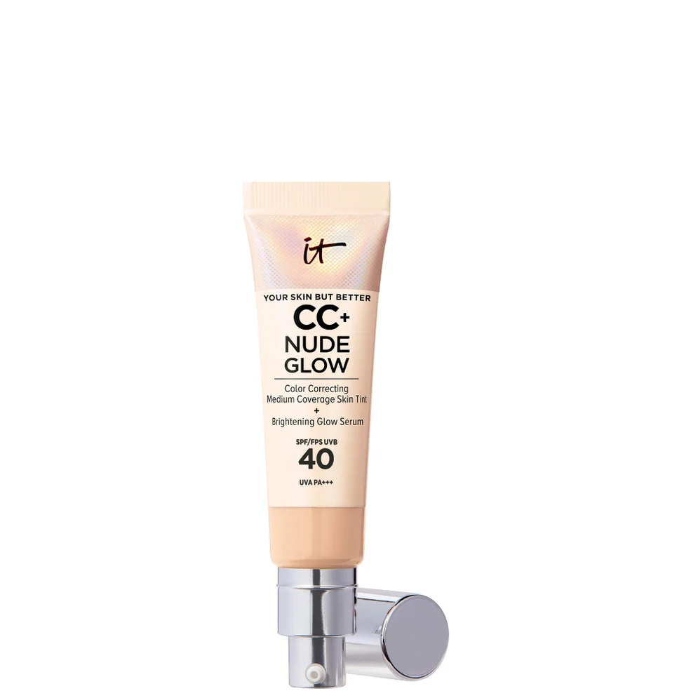 IT Cosmetics CC+ and Nude Glow Lightweight Foundation and Glow Serum with SPF40 - Light CC+ on a white background
