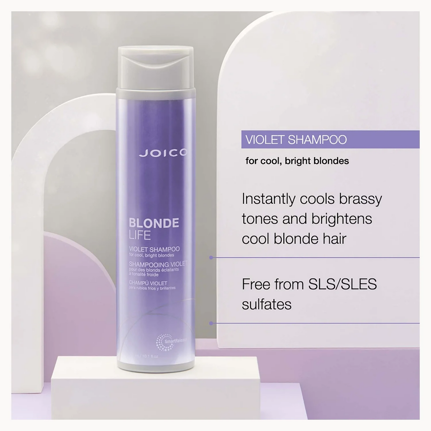 Joico Violet Shampoo bottle with packaging on a light gray background