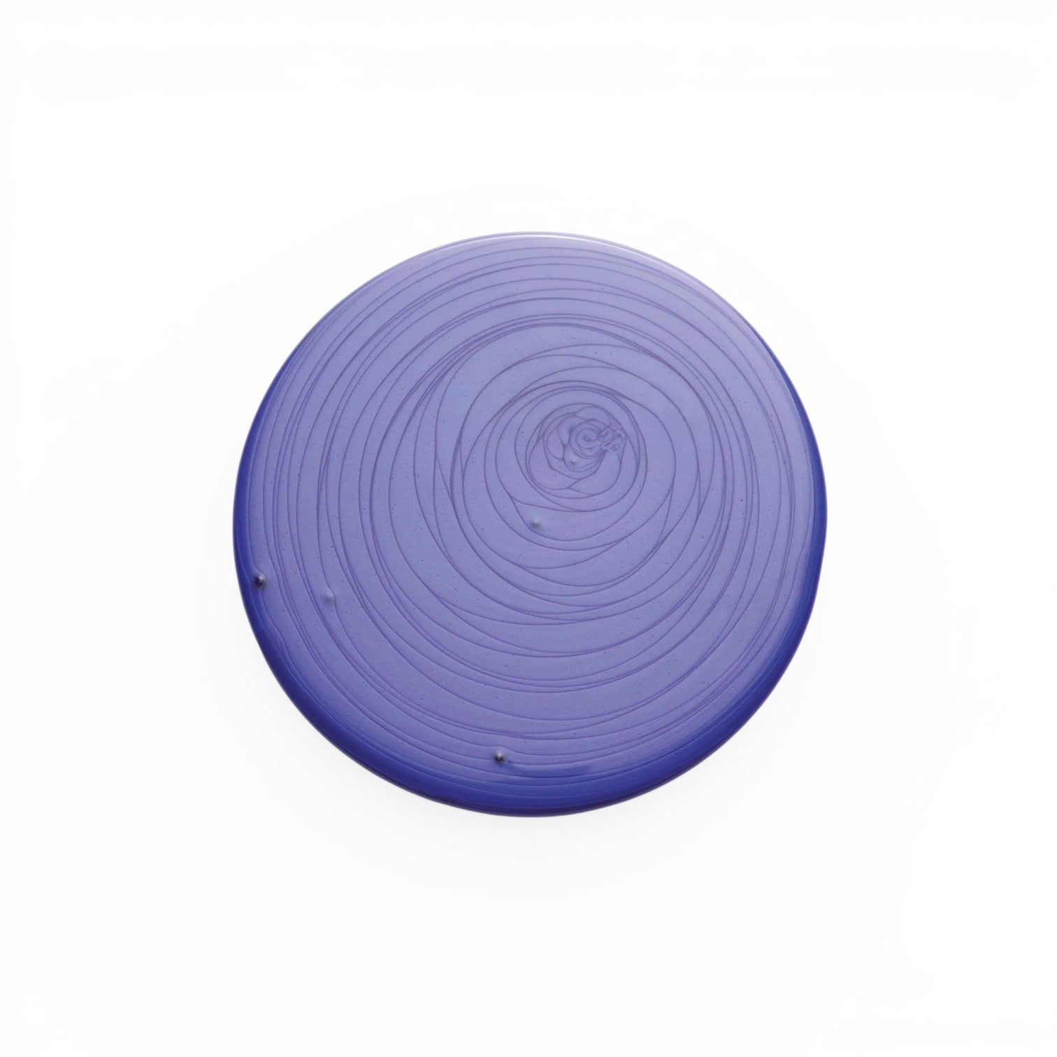 Blue circular Joico blonde shampoo round purple sample on a white background