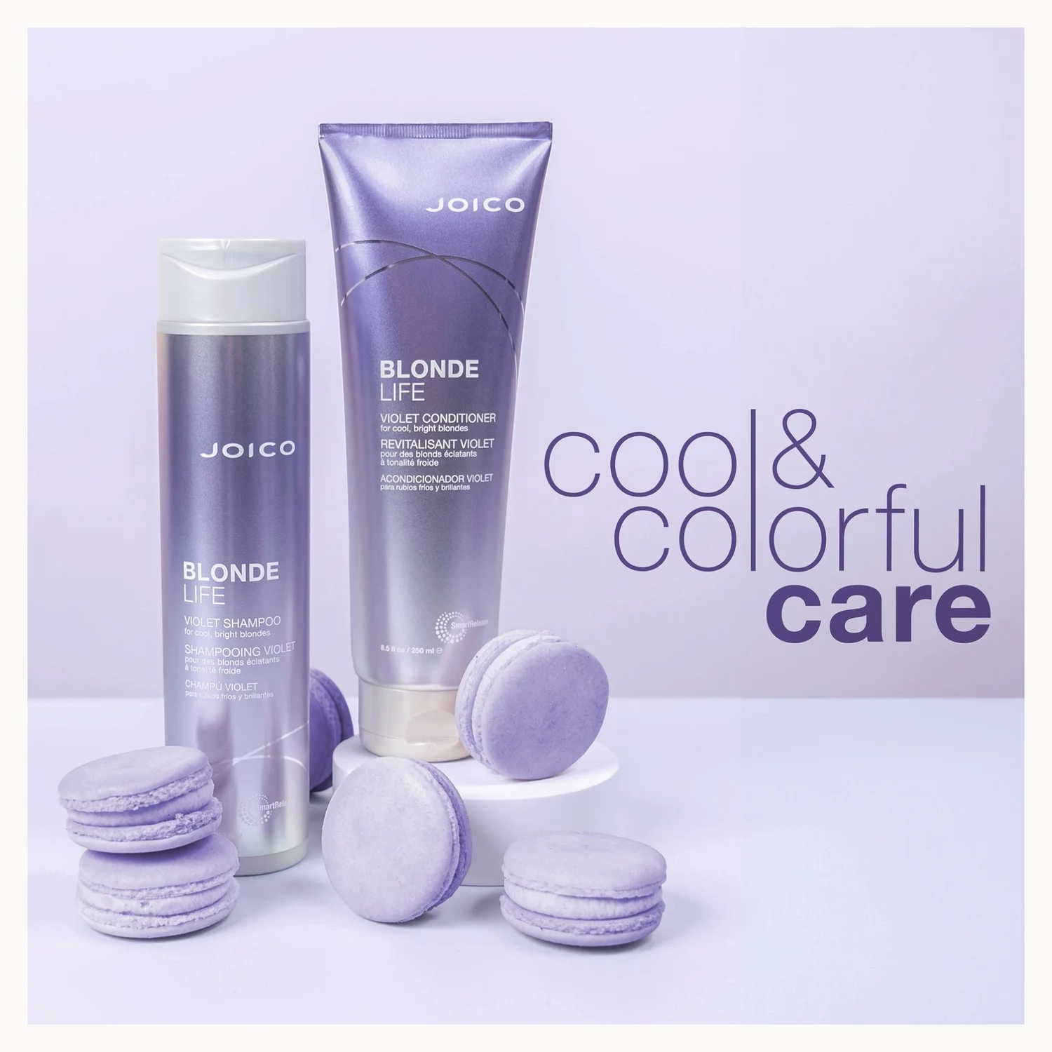 Joico hair care products with 'Cool & Colorful Care' packaging on a white background