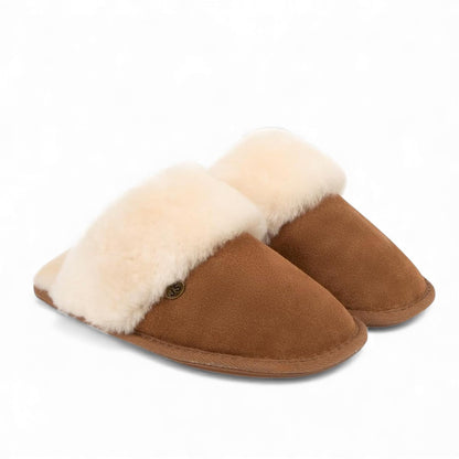 Just Sheepskin Duchess Mule Slippers in Chestnut Brown - Size UK 5 / EUR 38
