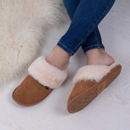 Just Sheepskin Duchess Mule Slippers in Chestnut Brown - Size UK 5 / EUR 38