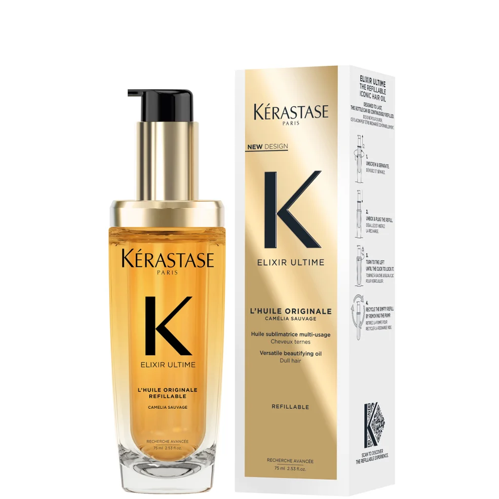 Kérastase Elixir Ultime hair oil bottle and packaging on a white background