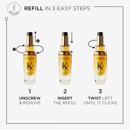 Instructions for refilling a serum bottle with Kleralase K on a white background.