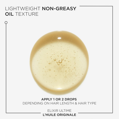 Lightweight non-greasy oil texture with droplet on a white background