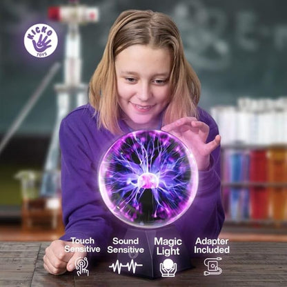 Kicko 7-Inch Plasma Ball - Purple Nebula Plasma Globe Touch and Sound Sensitive Lightning Lamp