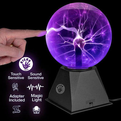 Kicko 7-Inch Plasma Ball - Purple Nebula Plasma Globe Touch and Sound Sensitive Lightning Lamp