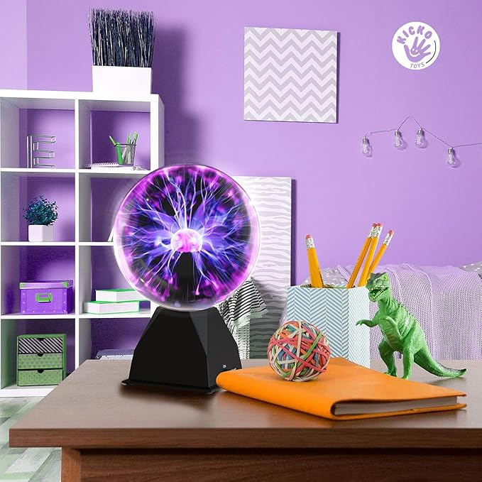 Kicko 7-Inch Plasma Ball - Purple Nebula Plasma Globe Touch and Sound Sensitive Lightning Lamp