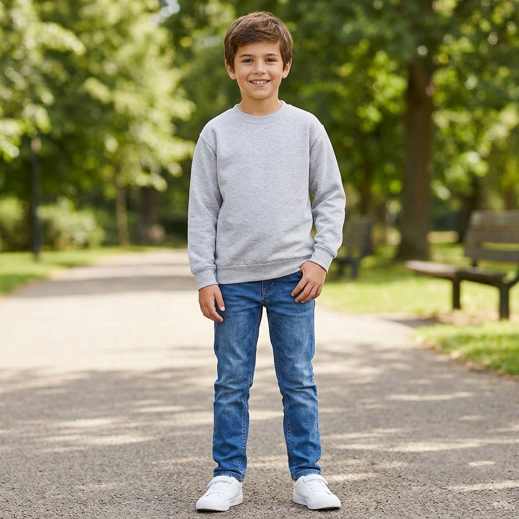 Kids Classic Sweatshirt - Heather Grey - Size 9-11 Years