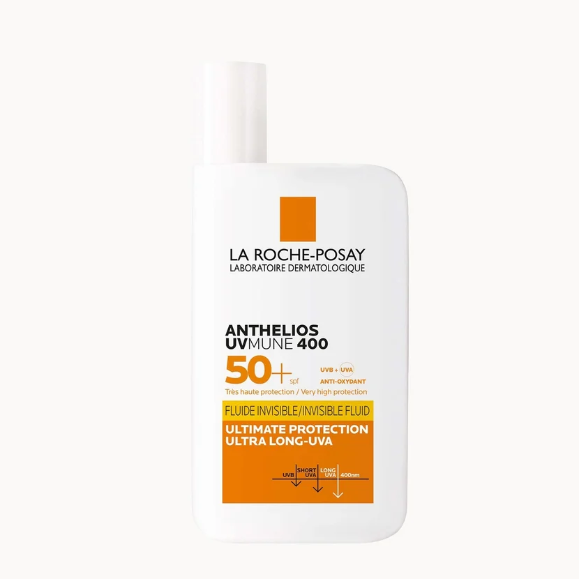 La Roche-Posay sunscreen bottle on a white background