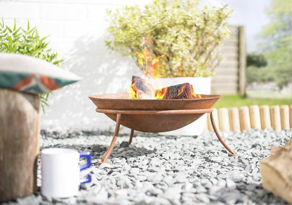 La Hacienda Kutu Corten Steel Rust Effect Fire Pit - 47cm(w) x 21cm(H)