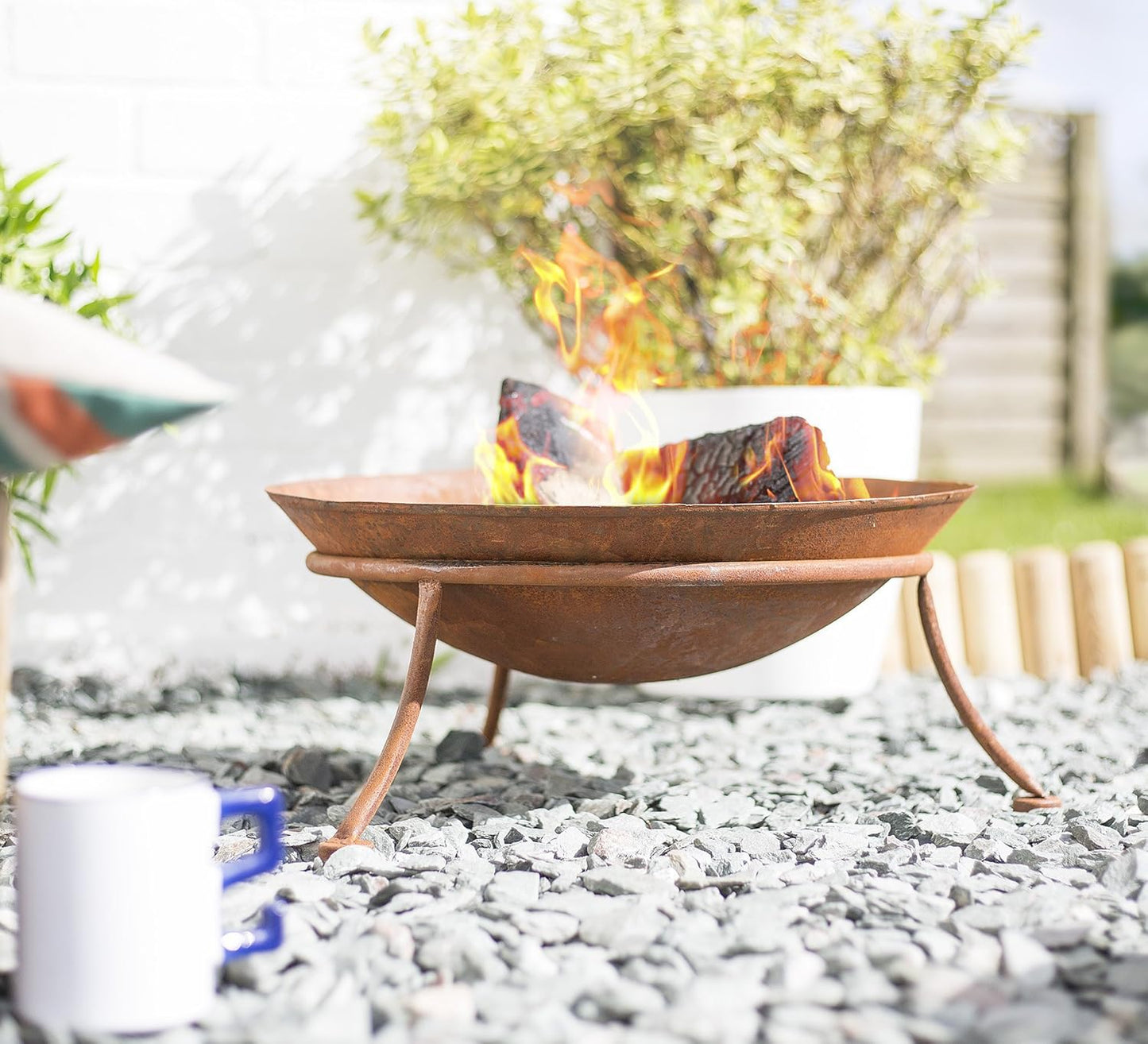 La Hacienda Kutu Corten Steel Rust Effect Fire Pit - 47cm(w) x 21cm(H)