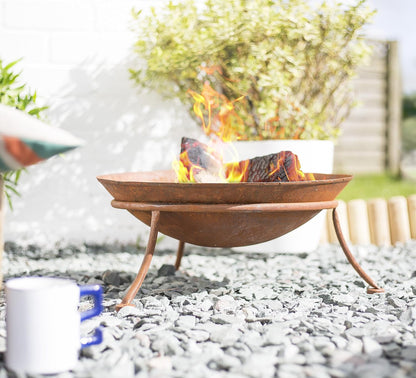 La Hacienda Kutu Corten Steel Rust Effect Fire Pit - 47cm(w) x 21cm(H)
