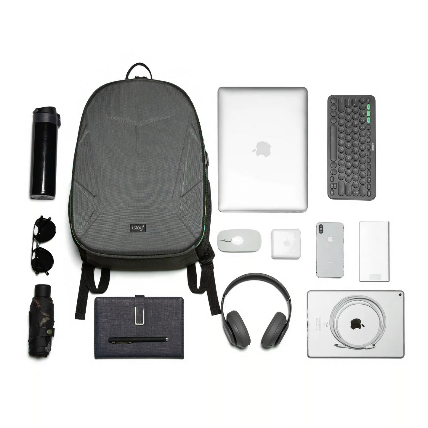 I-Stay 15.6 Inch Laptop Hardshell Backpack with USB Port and Anti-Theft Padlock