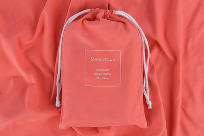 Sleepdown - Lightweight Super Absorbent Towel with Bag in Coral - 160 x 90cm