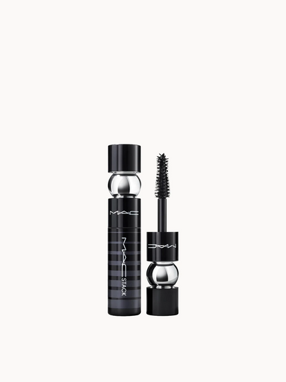MAC Black mascara shown with the closed tube and the wand applicator on a plain white background.