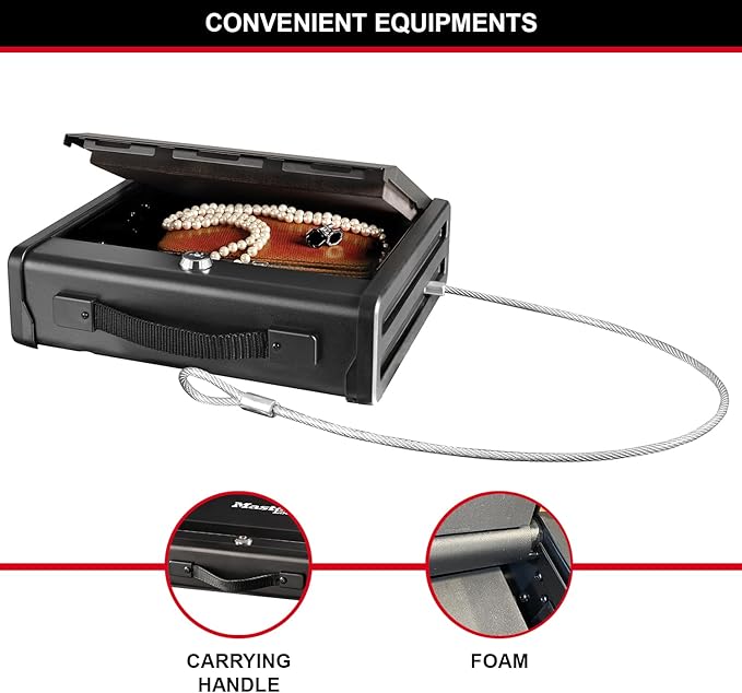 MASTER LOCK Small Travel Safe [Key Lock] [Steel Cable] - PP1KML Lockbox