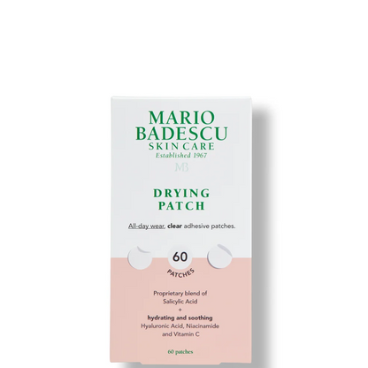 Mario Badescu Invisible, anti-blemish face patches packaging with text on a white background