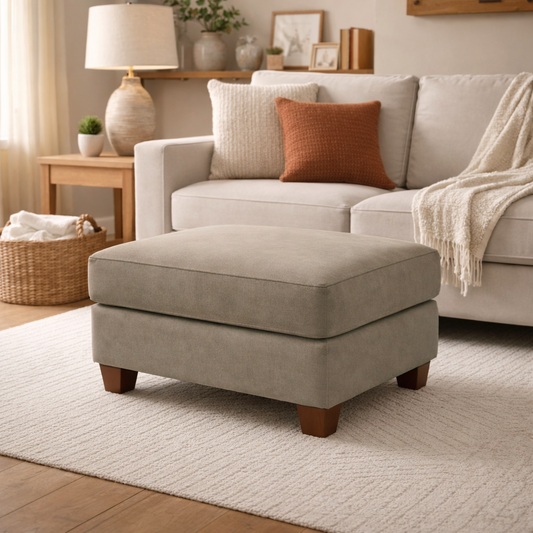 Marks & Spencer Square Cartlon Nubuck Footstool in Grey Leather 79 x 79 x 43h cm