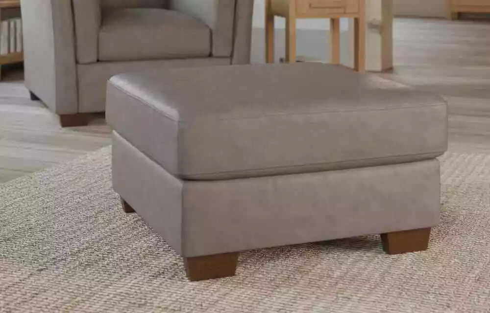 Marks & Spencer Square Cartlon Nubuck Footstool in Grey Leather 79 x 79 x 43h cm