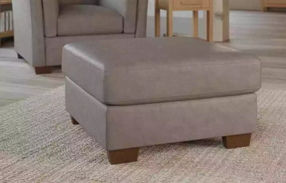 Marks & Spencer Square Cartlon Nubuck Footstool in Grey Leather 79 x 79 x 43h cm