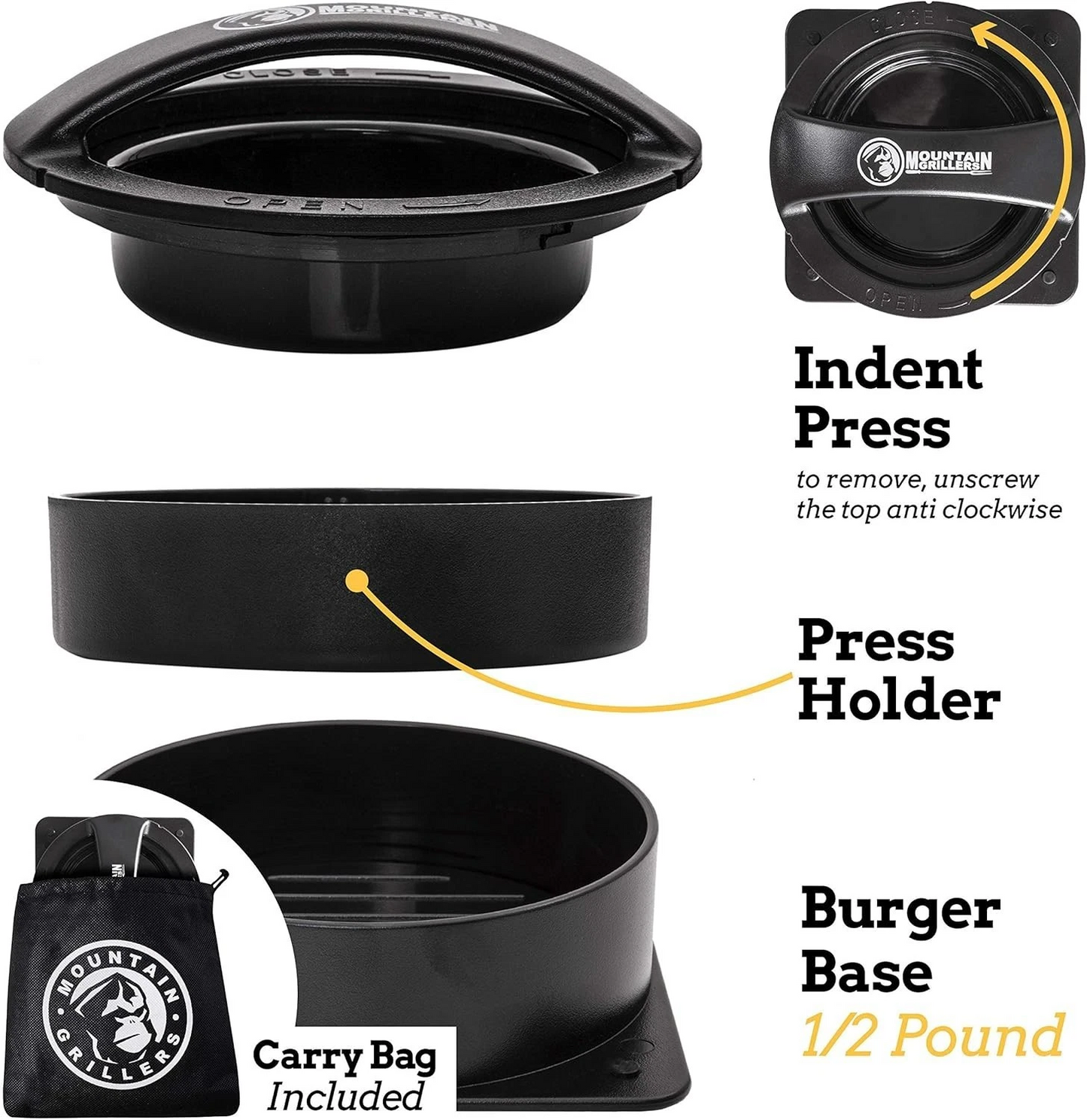 MOUNTAIN GRILLERS Burger Press – Non-Stick Stuffed Burger Maker with Patty Papers, Perfect Patty Shaper + 40 Wax Sheets