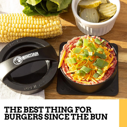 MOUNTAIN GRILLERS Burger Press – Non-Stick Stuffed Burger Maker with Patty Papers, Perfect Patty Shaper + 40 Wax Sheets