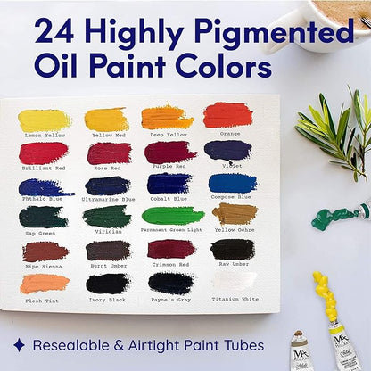 MozArt - Oil Paint Set – 24 x 12 ml Oil Based Paints
