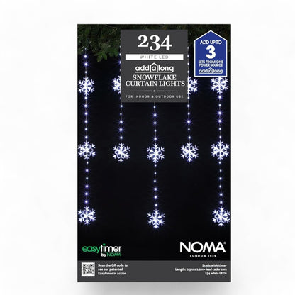 Noma - Easy Timer 234 LED Christmas Snowflake Curtain Lights Indoor Outdoor