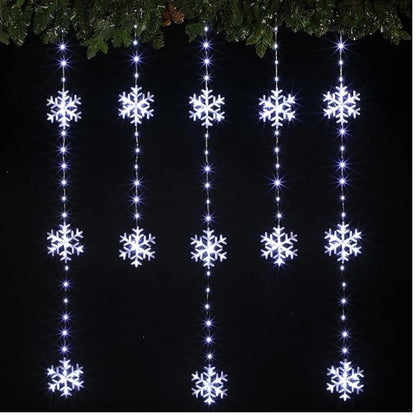 Noma - Easy Timer 234 LED Christmas Snowflake Curtain Lights Indoor Outdoor