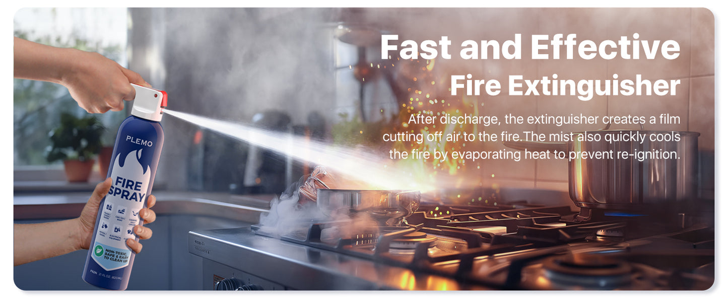 PLEMO Fire Extinguisher Home All-in-1, Car extinguisher for Kitchen, Caravan, Camping, Multi-purpose F62N