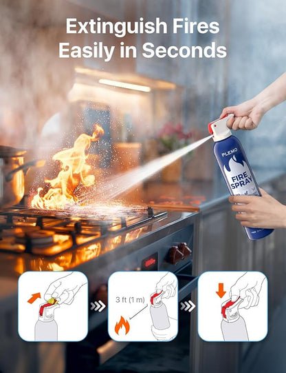 PLEMO Fire Extinguisher Home All-in-1, Car extinguisher for Kitchen, Caravan, Camping, Multi-purpose F62N