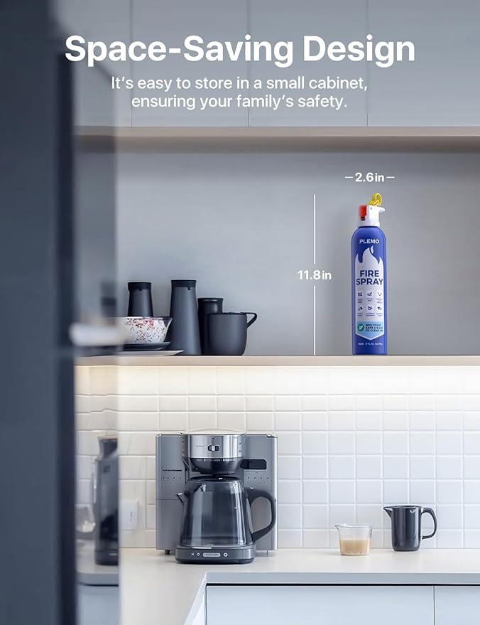 PLEMO Fire Extinguisher Home All-in-1, Car extinguisher for Kitchen, Caravan, Camping, Multi-purpose F62N