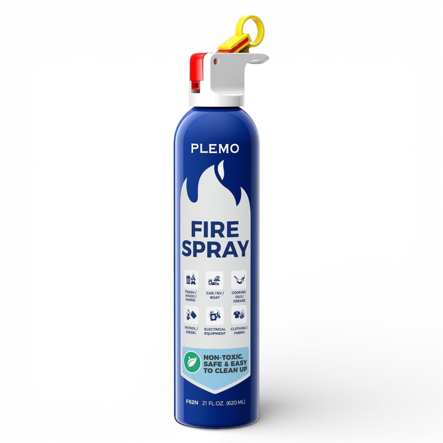 PLEMO Fire Extinguisher Home All-in-1, Car extinguisher for Kitchen, Caravan, Camping, Multi-purpose F62N