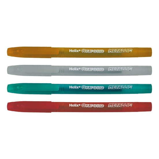 Helix Oxford Assorted Metallic Pens - Packs of 4