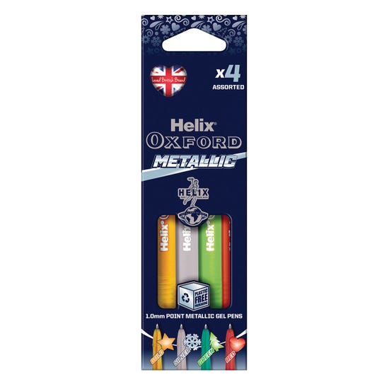 Helix Oxford Assorted Metallic Pens - Packs of 4