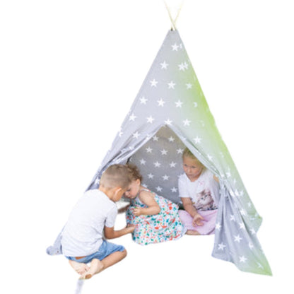 Grey White Stars 160CM Wooden Tepee Wigwam Play Tent