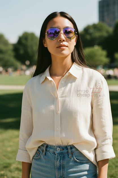 Ray-Ban Aviators RB3025 Flash Lens Mirrored Silver Purple Green, Silver Frame 58mm Lens